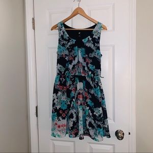 Iz Byer Navy Blue Floral Dress